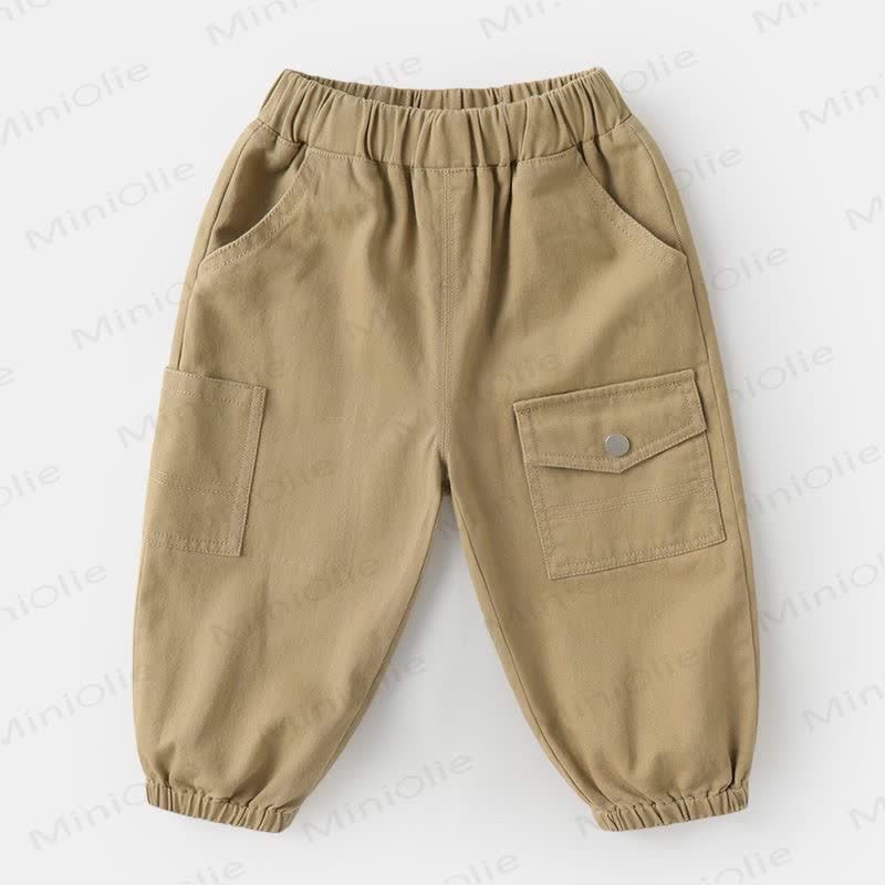 Einfarbig Arbeiter mit aufgesetzten Hose für Kind und Jungen - Khaki - 7-10J - image 4