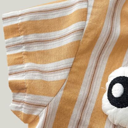 Baby Strampler mit braunen Streifen und Cartoon-Augen - image 5