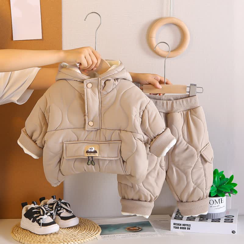 2-teiliges Set aus Kapuzen Vlies und Hose für Kleinkind und Baby - Beige - 5J - image 4