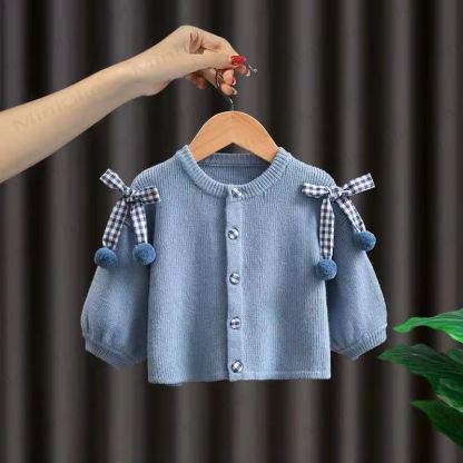 Plaid Kleid und Strickjacke für Baby und Kleinkind - image 4