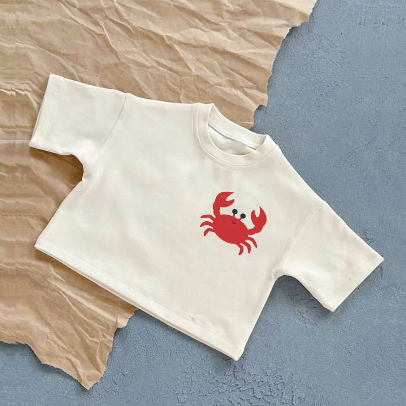 Baby -T-Shirt mit weißem Krabbenmuster - Weiß - 2-3J - image 1
