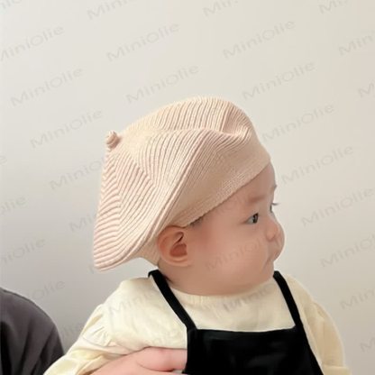 Einfarbige süße gestrickte Baskenmütze für Babys - image 13