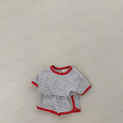 2-teiliges, gestreiftes, hübsches Set für Kleinkinder - Rot - 7-9J - image 3