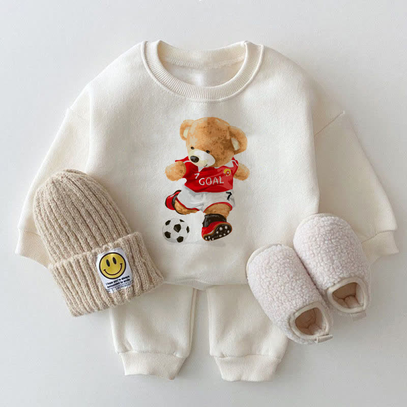 Baby Soccer Bear White Sweatshirt 2 teilige Set