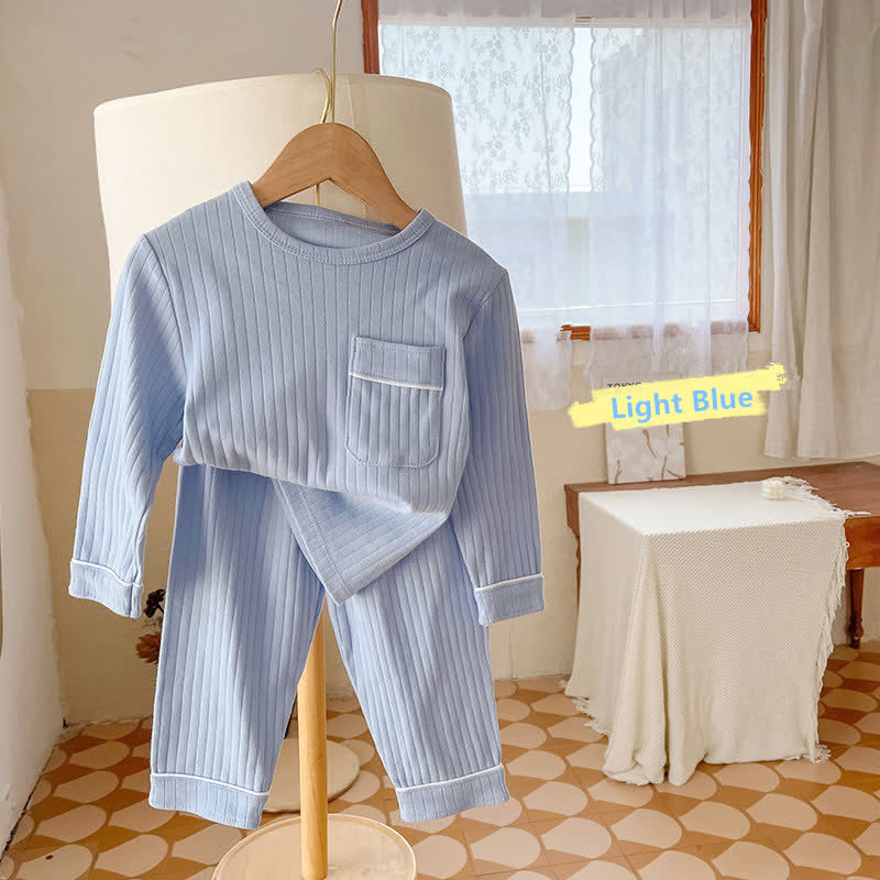 Kleinkind 2-teiliges einfaches Pyjama-Set mit Tasche - Hellblau - 11-12J - image 12