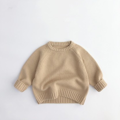 Kleinkind Einfarbig Lockerer Pullover - Beige - 8Y - image 11
