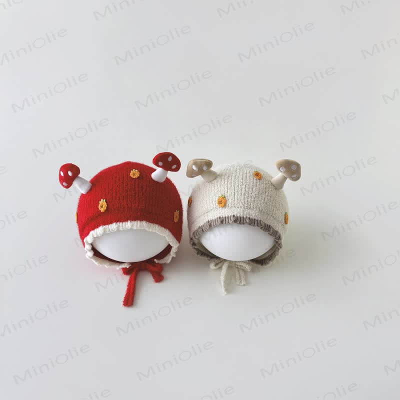 Baby Pilz Erdbeere Lieblicher Gestrickter Häubchen - image 5