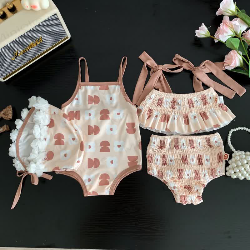 Einteiliger/zweiteiliger Badeanzug mit Hut für Baby Mädchen - image 14