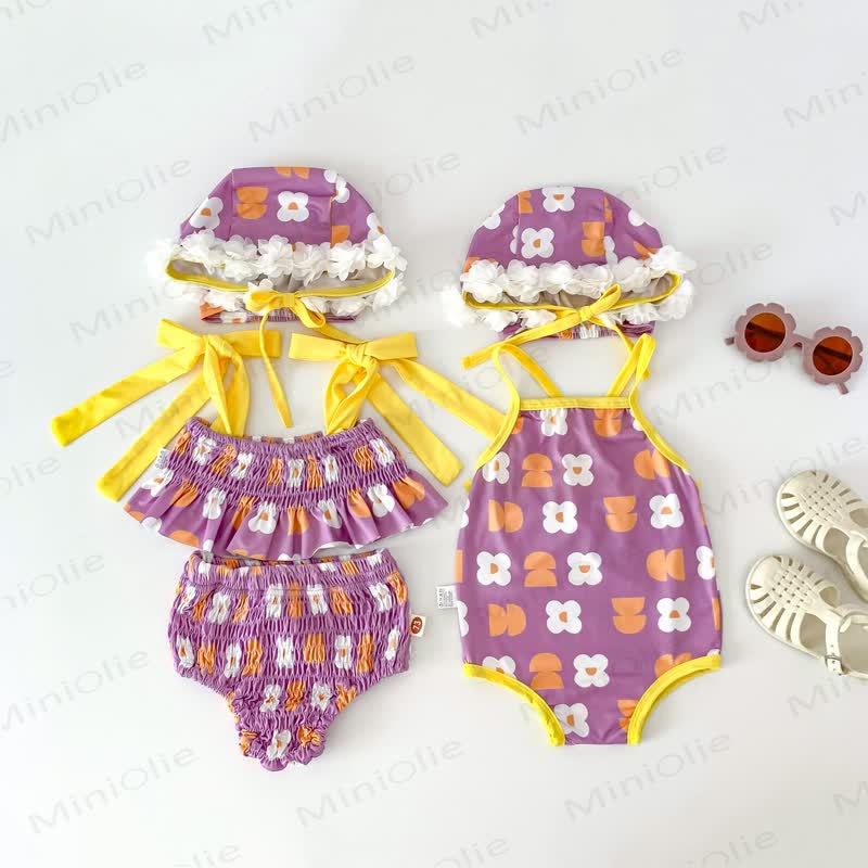 Einteiliger/zweiteiliger Badeanzug mit Hut für Baby Mädchen - image 23