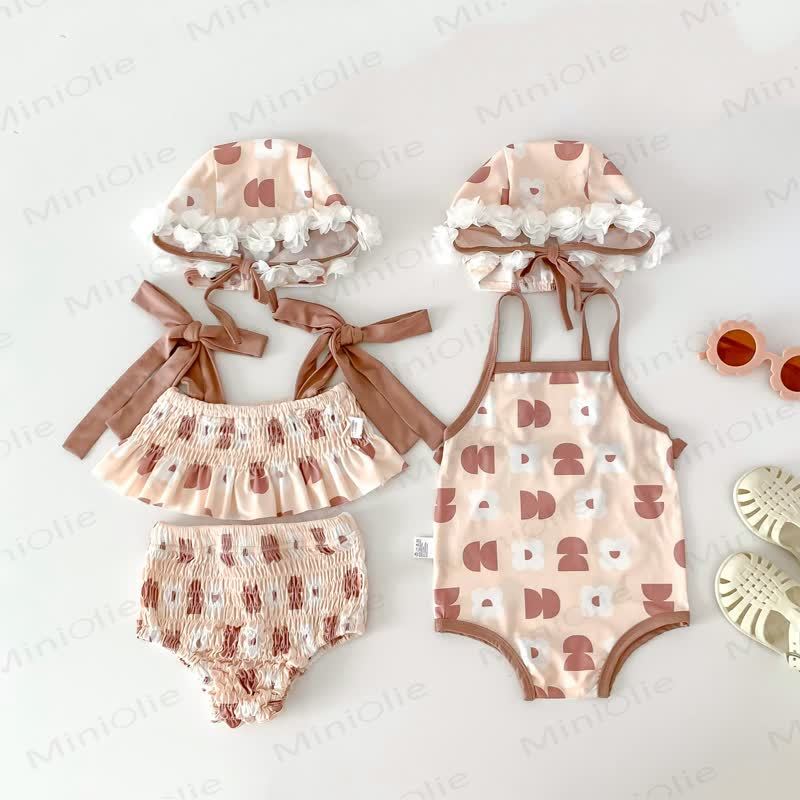 Einteiliger/zweiteiliger Badeanzug mit Hut für Baby Mädchen - image 17