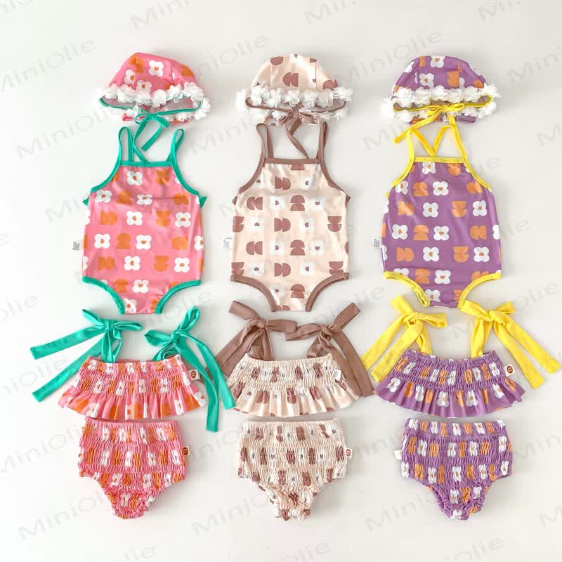 Einteiliger/zweiteiliger Badeanzug mit Hut für Baby Mädchen - image 5