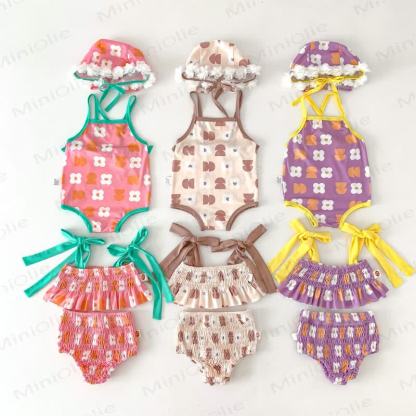 Einteiliger/zweiteiliger Badeanzug mit Hut für Baby Mädchen - image 5