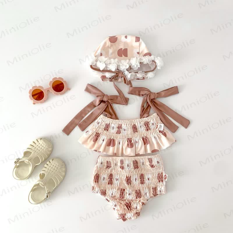 Einteiliger/zweiteiliger Badeanzug mit Hut für Baby Mädchen - Beige2 - 2-3J - image 19