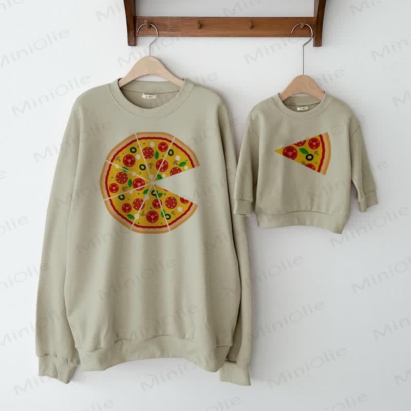 Baby Pizza Familien Sweatshirt  - Grau Grün - Sweatshirt für Erwachsene: XL - image 2