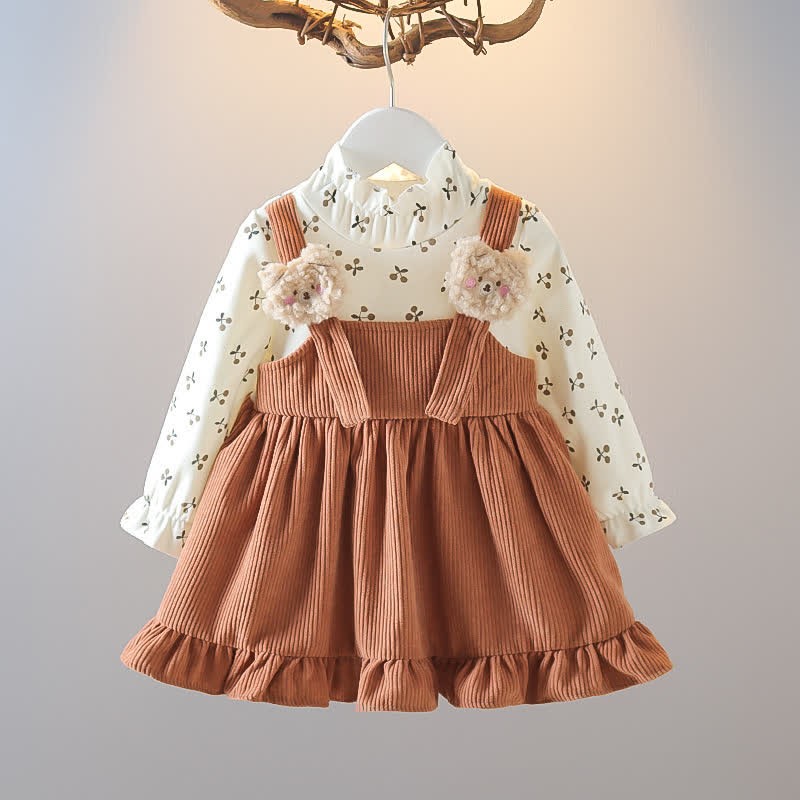 Süß Kleid mit Bär für Baby und Kleinkind  - Khaki - 3-5J - image 2