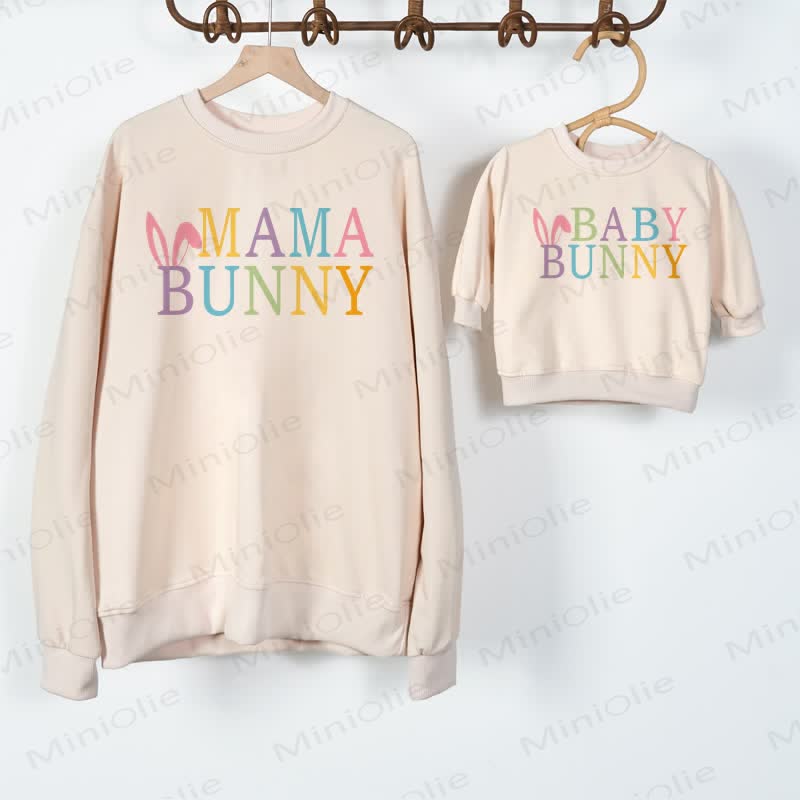 MAMA/ BABY BUNNY Mommy und ich Beige Familien Sweatshirt - Beige - Sweatshirt für Erwachsene: XL - image 1