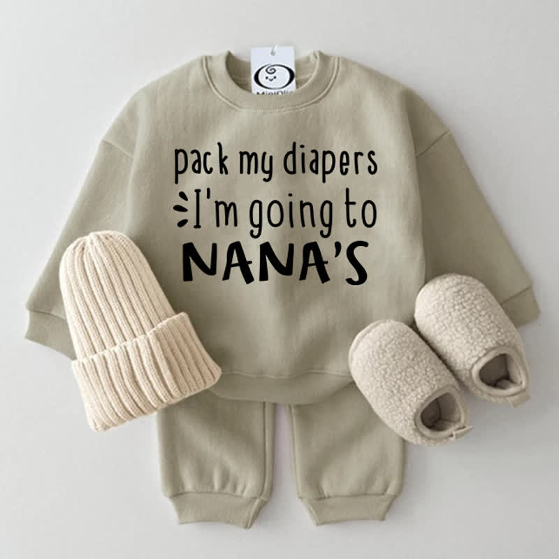 PACK MY DIAPERS I'M GOING TO NANA'S, Baby 2-teiliges Set - Grau Grün - 2-3J - image 1