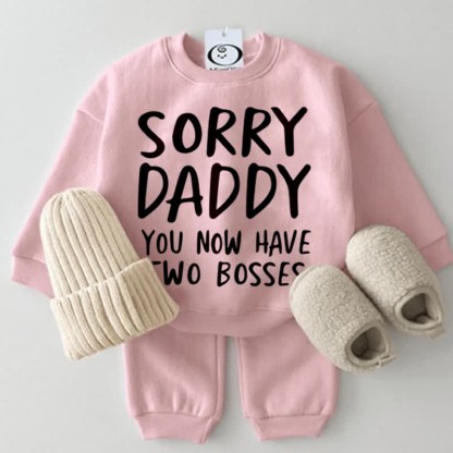 SORRY DADDY YOU NOW HAVE TWO BOSSES Baby Sweatshirt 2-teiliges Set  - Rosa - 2-3J - image 4