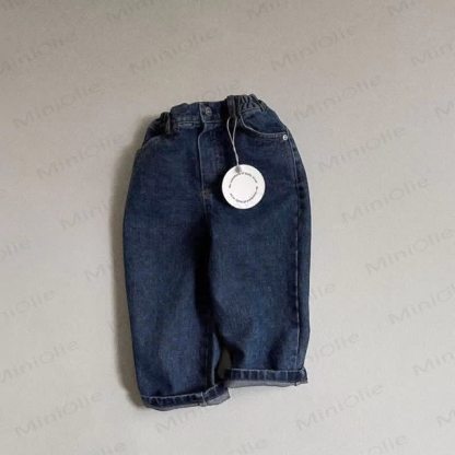 Einfarbig Baby Denim Hose - Dunkelblau - 3-4J - image 4