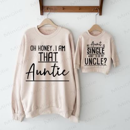 MY AUNT IS SINGLE WANT TO BE MY UNCLE. Beige Familien Sweatshirt - Beige - XL - image 1 - image 2