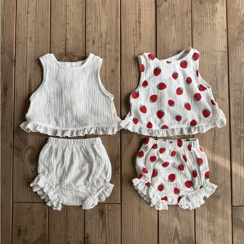2-teiliges ärmelloses Erdbeere Set für Baby und Kleinkind - image 1