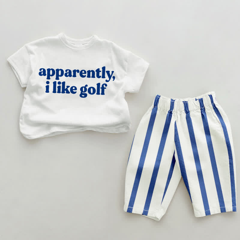 APPARENTLY I LIKE GOLF, 2-teiliges Blau Streifen Baby Set - Weiß&Blau - 2-3J - image 1