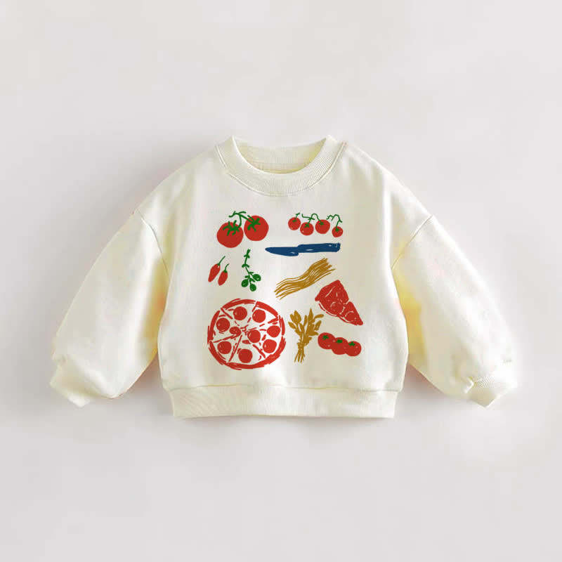Baby Pizza Lebensmittel Kleinkind Sweatshirt - Creme - 3-5J - image 1