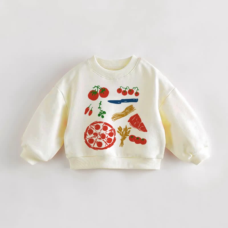 Baby Pizza Lebensmittel Kleinkind Sweatshirt - Creme - 3-5J - image 1