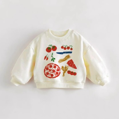 Baby Pizza Lebensmittel Kleinkind Sweatshirt - Creme - 3-5J - image 1