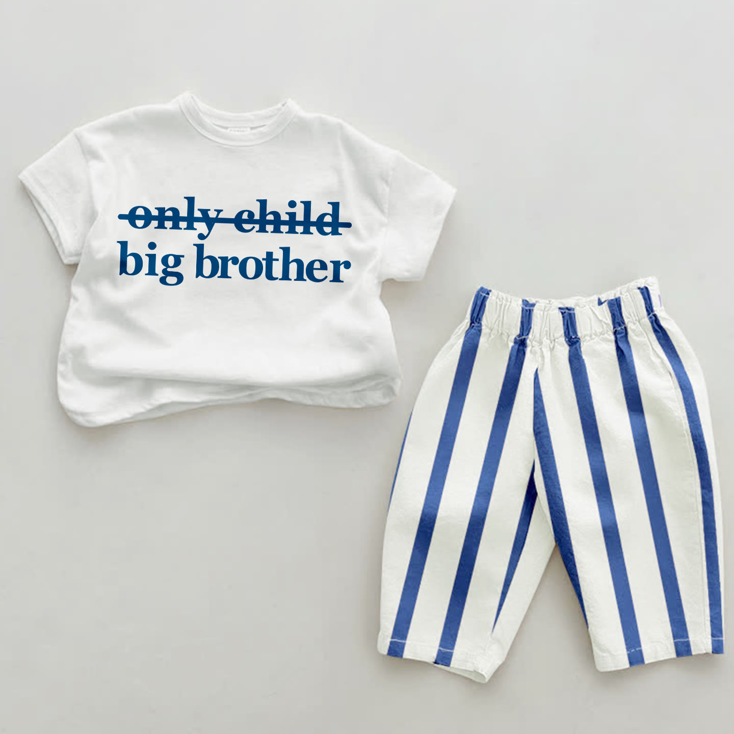 BIG BROTHER Baby Blau Streifen 2-teiliges Set - Weiß&Blau - 2-3J - image 1