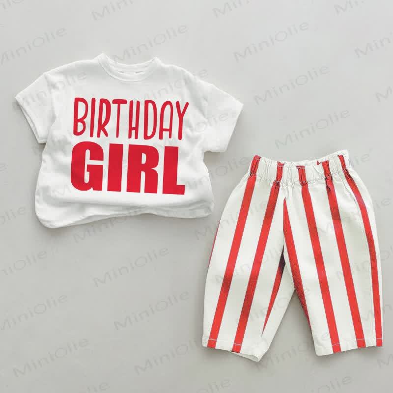 BIRTHDAY GIRL/BOY Baby Rot Vertikal Streifen 2-teiliges Set - Mädchen - 2-3J - image 1