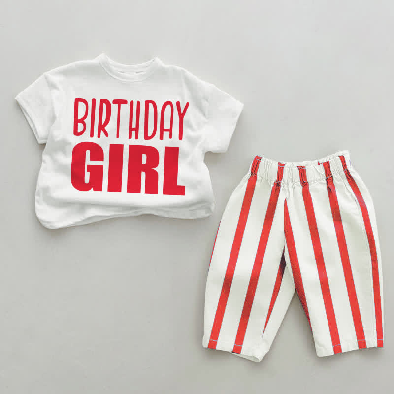 BIRTHDAY GIRL/BOY Baby Rot Vertikal Streifen 2-teiliges Set - Mädchen - 2-3J - image 1