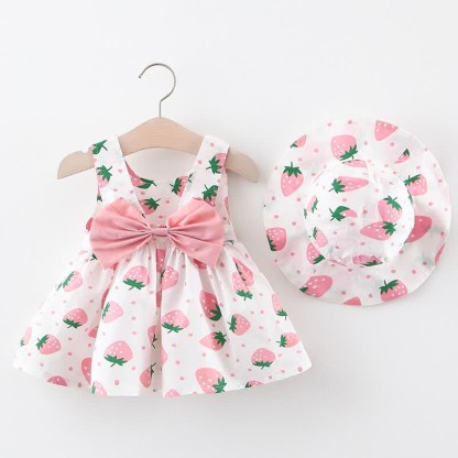 Baby Erdbeer-Punktekleid mit Mütze - Rosa - 2-3J - image 1