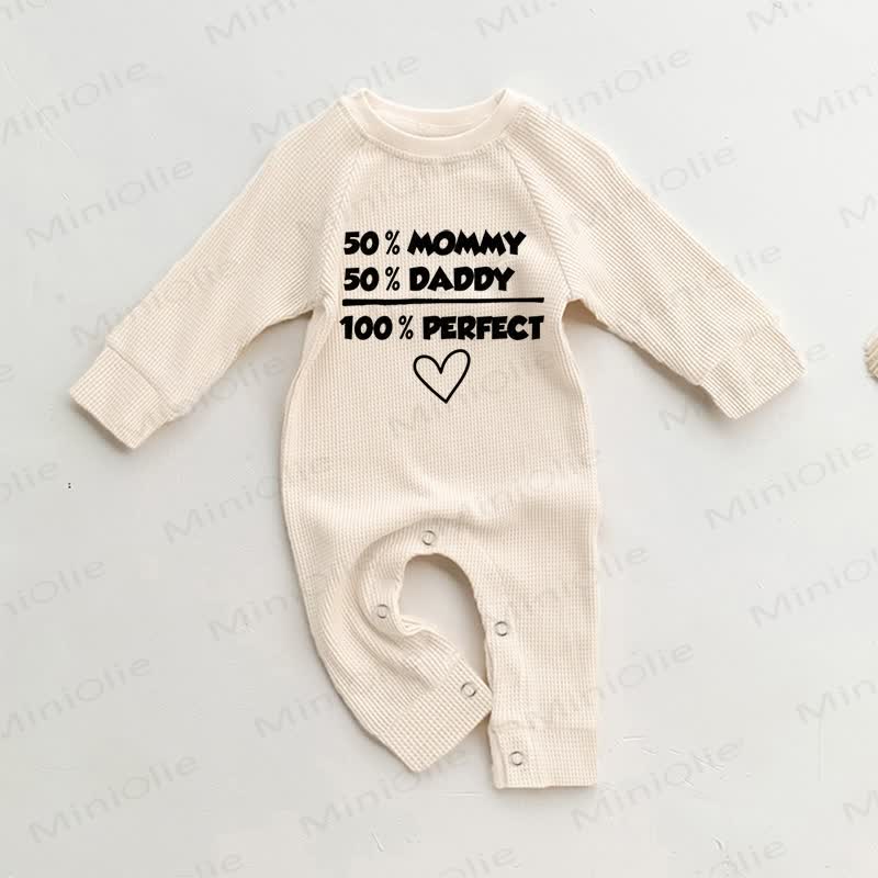 50% MOMMY+50% DADDY=100% PERFECT Baby Strampler - Beige - 18-24M - image 1