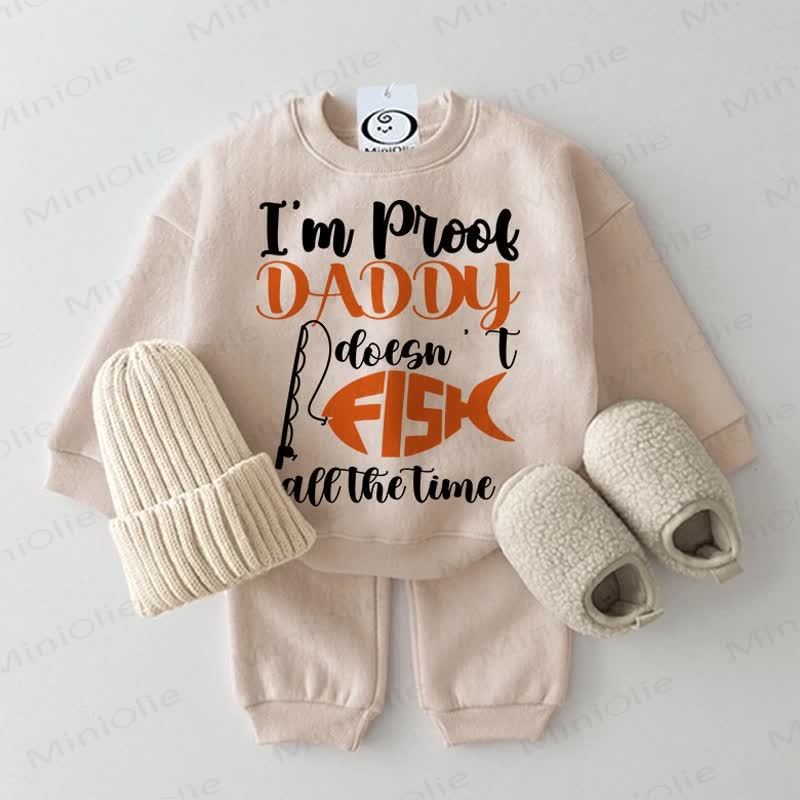 I'M PROOF DADDY DOESN'T FISH ALL THE TIME Baby Set - Beige - 2-3J - image 1