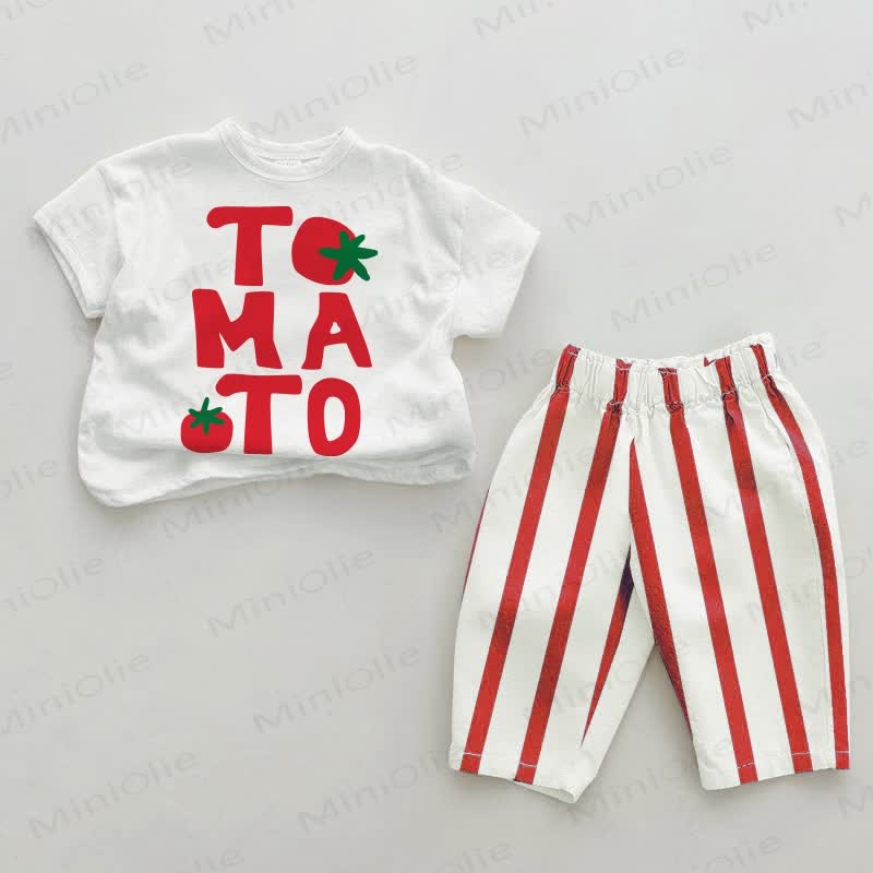 TOMATO Baby Rot Vertikal Streifen 2-teiliges Set - Weiß&Rot - 2-3J - image 1