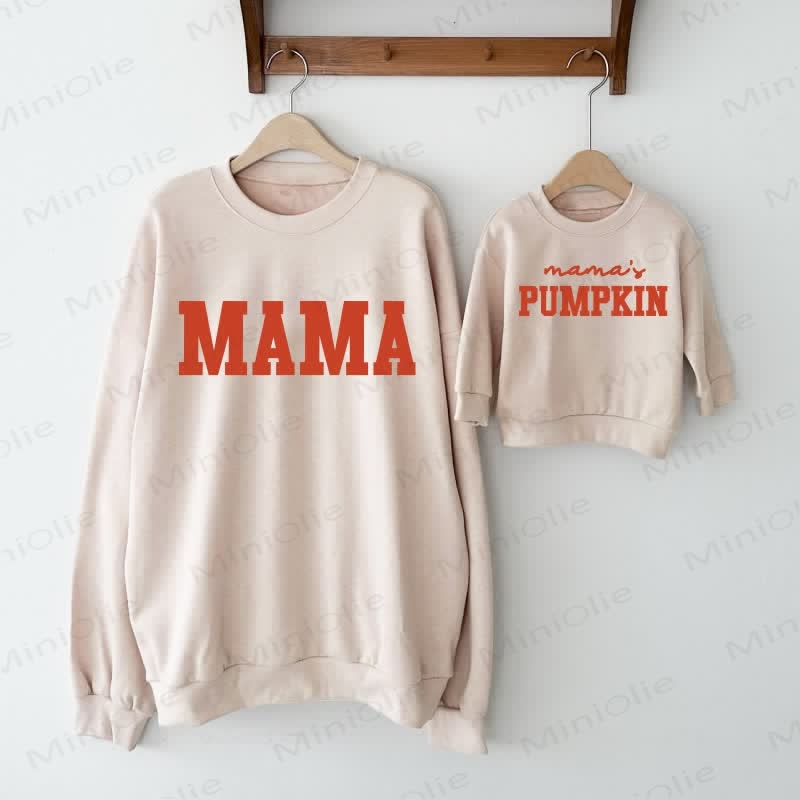 MAMA/MAMA'S PUMPKIN Mommy und ich Beige Familien Sweatshirt - image 1