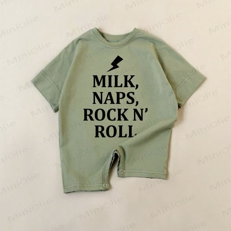 MILK, NAPS, ROCK N' ROLL Baby Strampler in Grün - Grün - 18-24M - image 1