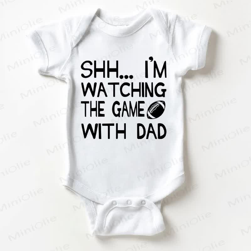 SHH... I'M WATCHING THE GAME WITH DAD AN Baby Bodysuit in Weiß - Weiß - 18-24M - image 1