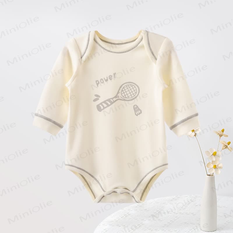 POWER Baby Badminton Pyjama Bodysuit - Beige - 6-12M - image 2