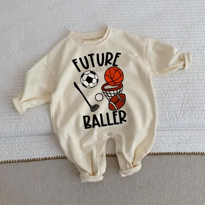 FUTURE BALLER Baby Strampler mit Golfbällen - Beige - 2-3J - image 1