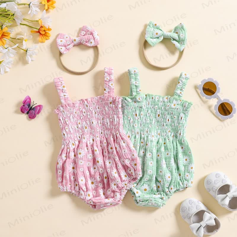 Baby Bodysuit mit Gänseblümchen Trägern und Stirnband - image 1