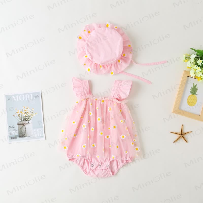 Baby Gänseblümchen Mesh Bodysuit mit Hut - Rosa - 18-24M - image 1