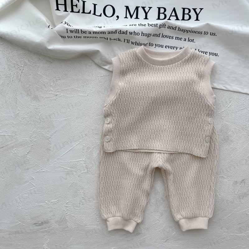 2-teiliges beigefarbenes Strickset für Baby - image 2
