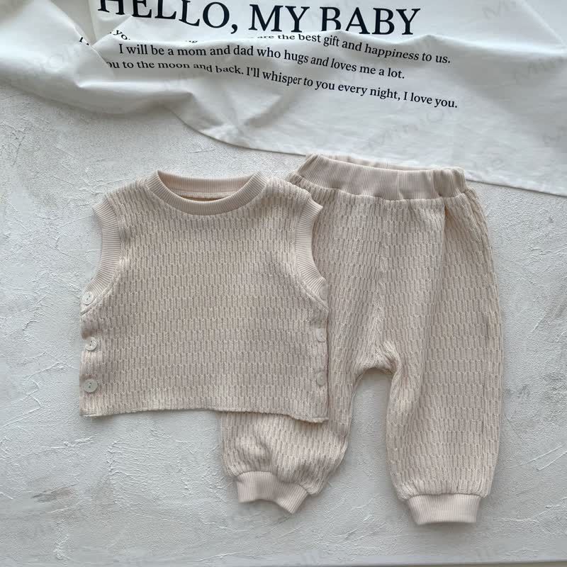 2-teiliges beigefarbenes Strickset für Baby - Beige - 18-24M - image 1