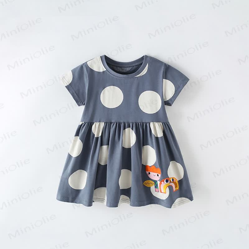 Kleinkind Punkte Blume Regenbogen Grau Kleid - Grau - 12Y - image 1
