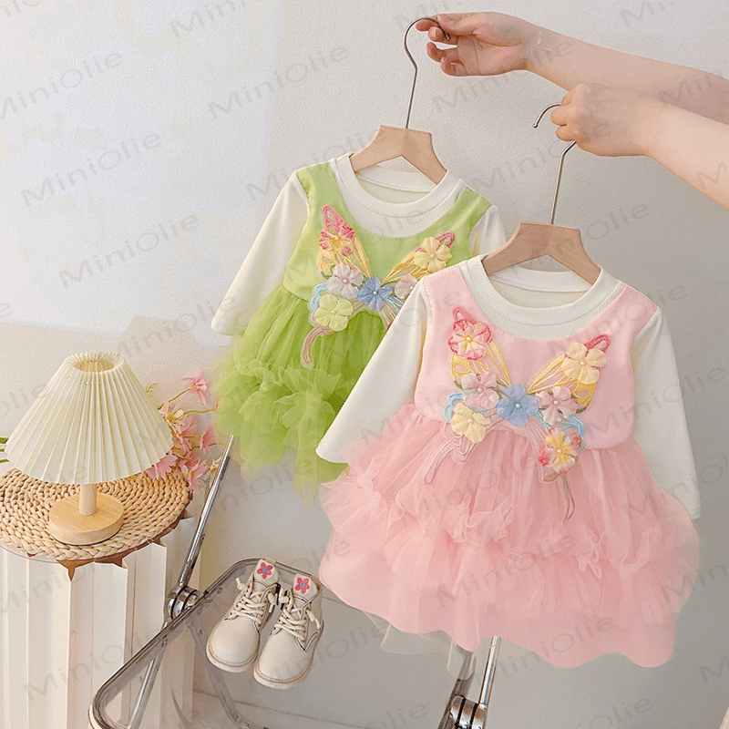 Baby Kleinkind Blumen Schmetterling Tüllkleid - image 1