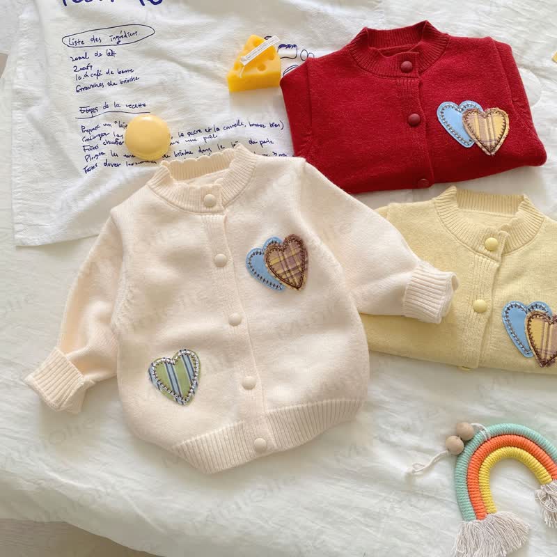 2-teiliges Strickset mit Herz-Patch für Babys (Mädchen) - image 2