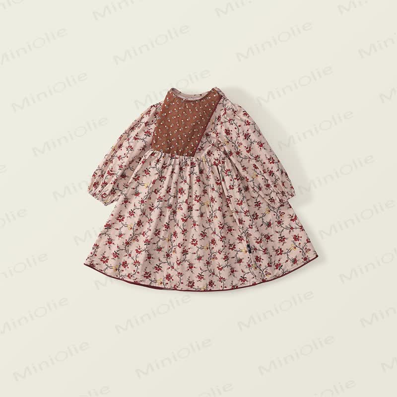 Braunes Vintage Blume Streifen Kleid für Kleinkind - image 2