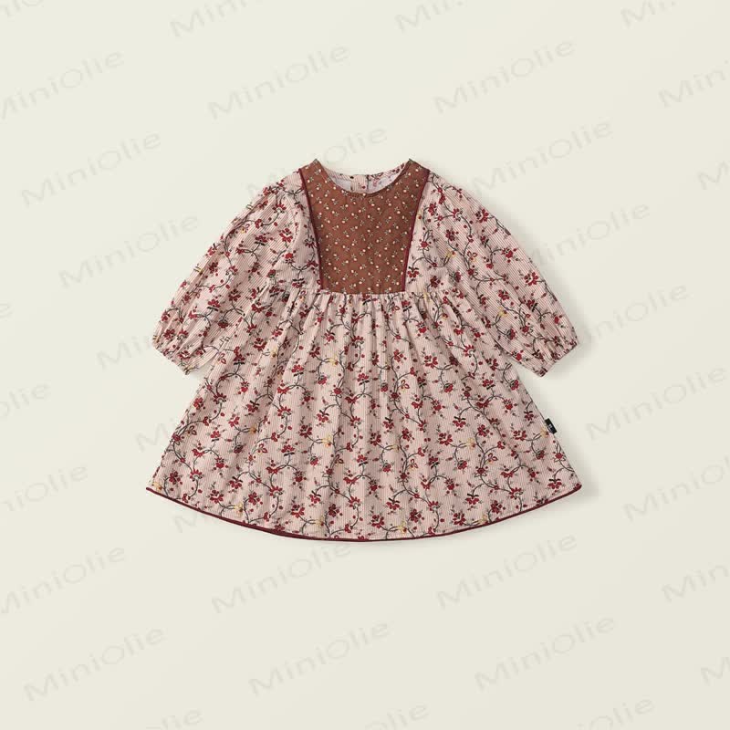 Braunes Vintage Blume Streifen Kleid für Kleinkind - Braun - 10Y - image 1